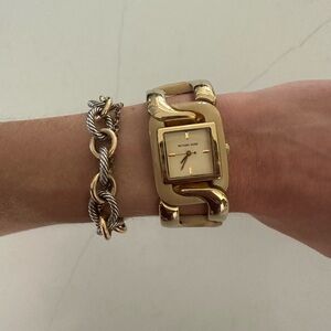 Michael Kors cuff watch - gold and bone